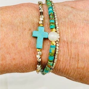 Turquoise Cross Bead Bracelet Sundance